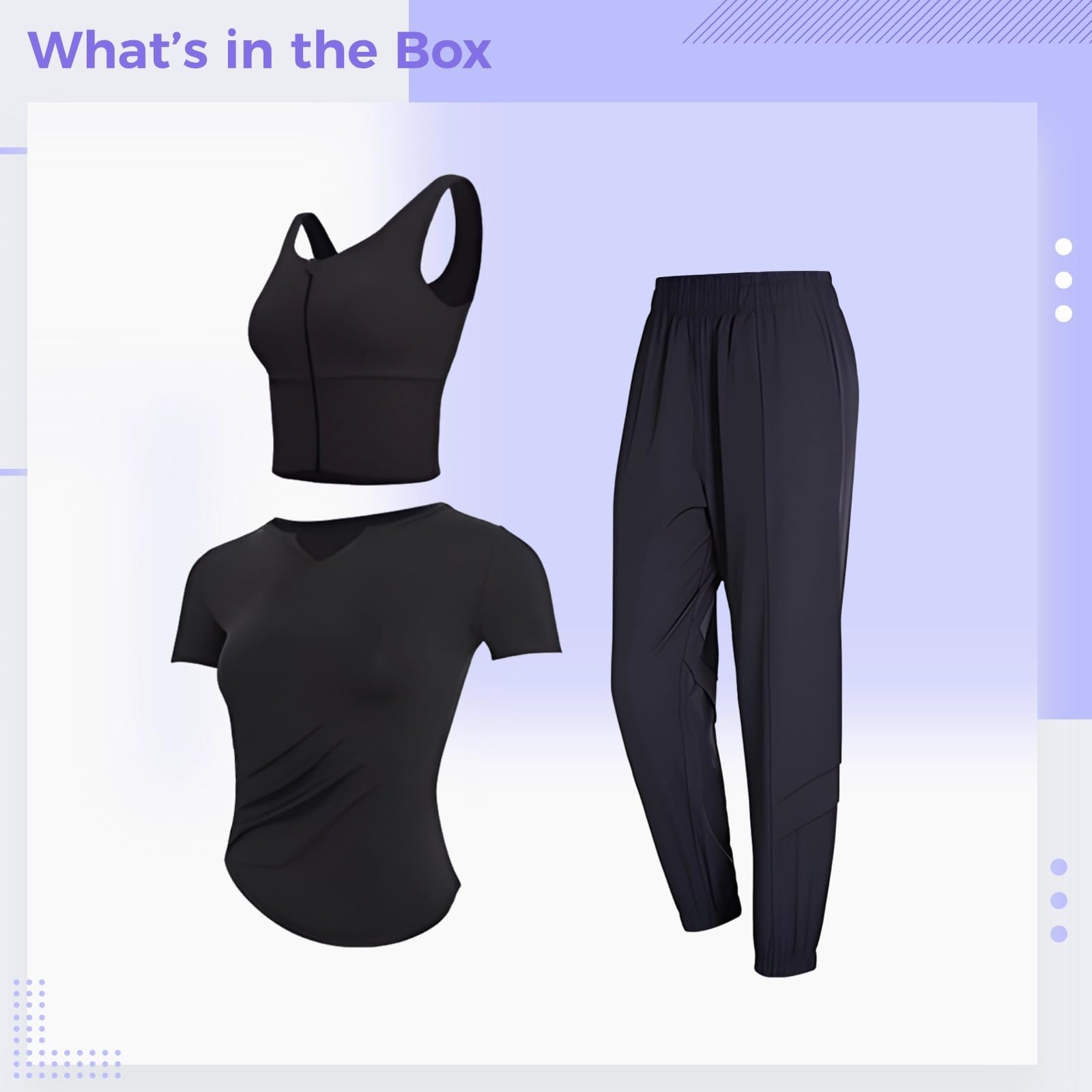 Set da allenamento da donna, reggiseno sportivo, top a maniche corte e pantaloni lunghi, per yoga e palestra, tessuto in poliestere spandex XXL, traspirante, design anti pelucchi