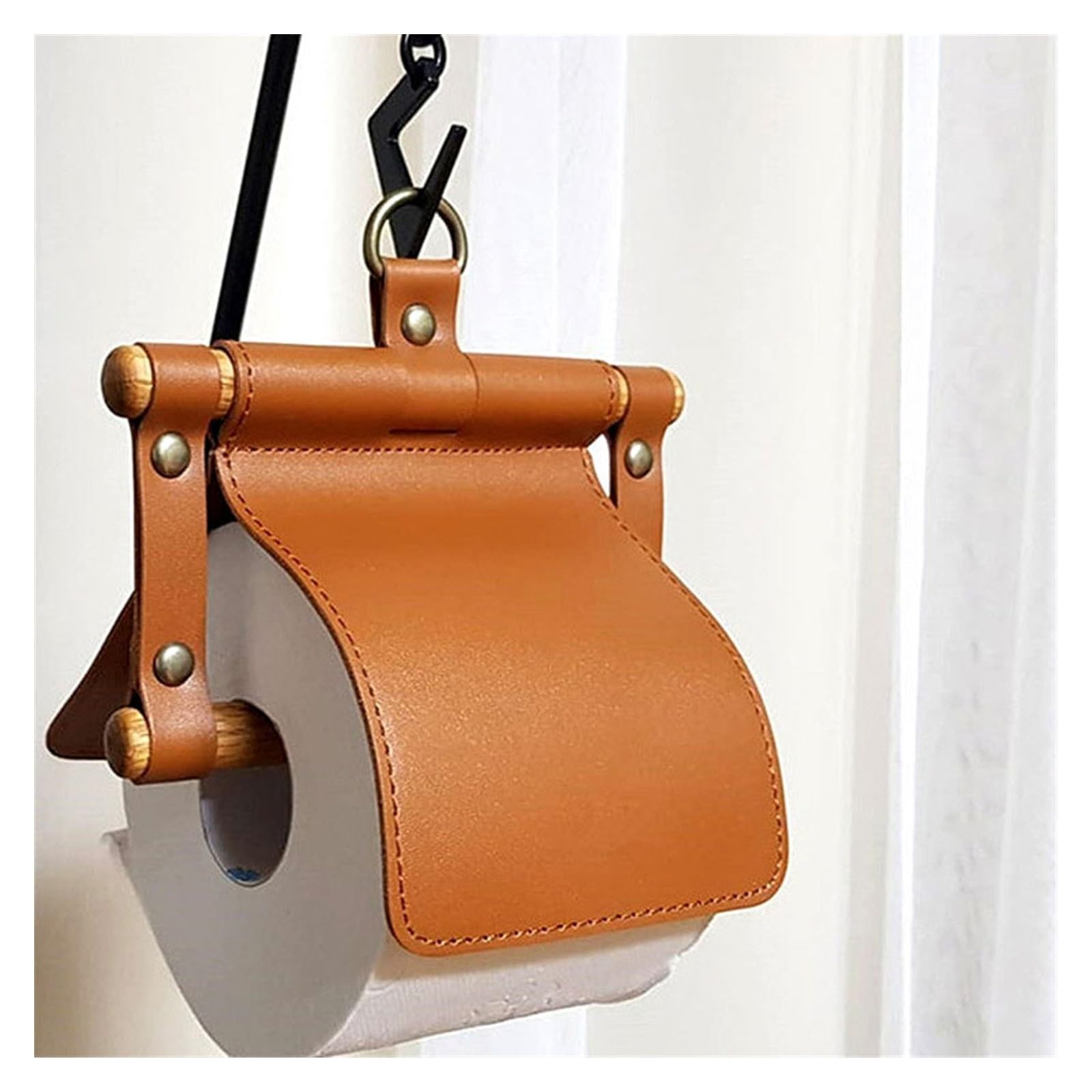 Boîte à mouchoirs en cuir design rond suspendu pour intérieur chic