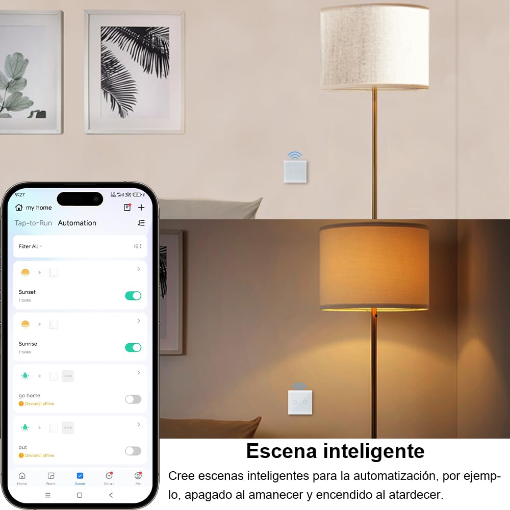KETOTEK Interruptor Tactil WIFI Inteligente 2 Gang 1 Via Compatible con Alexa, Interruptor Luz Pared Smart Life Tuya App Control Blanco