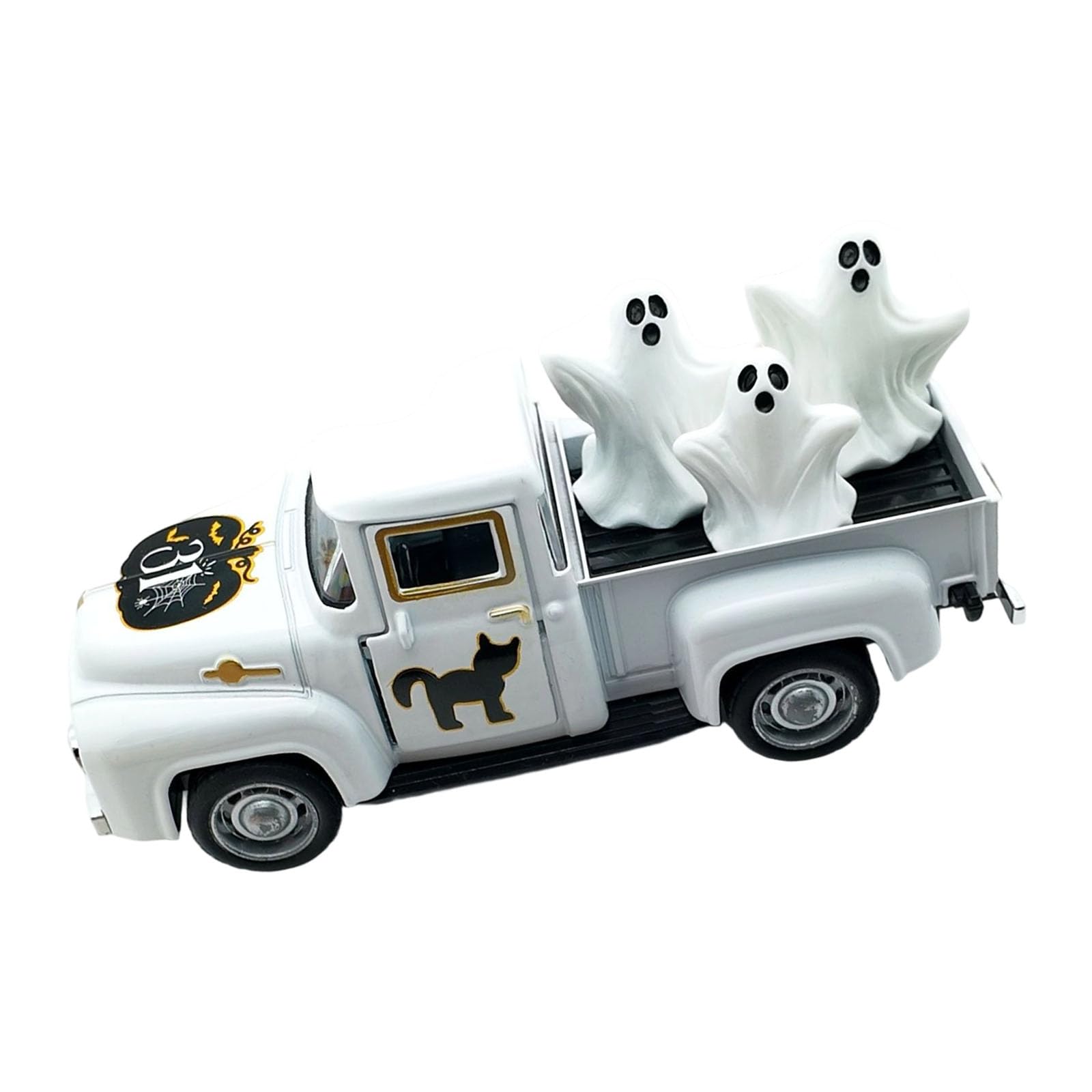 Msioytog Halloween Decors Antique Truck Metal Figurine Model with Miniature Ghostly Ornament Farmhouses Table Centerpieces Metal Farmhouses Truck Decors