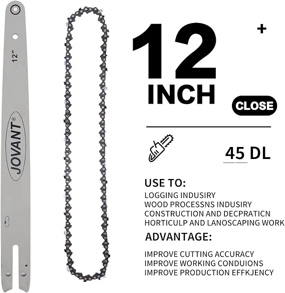 12 Inch Chainsaw with Replacement Chain Bar,12 Inch Replacement Chain for Portable Chainsaw, only include 2PCS 12'' Chains and 1PCS 12'' Chainsaw Bar
