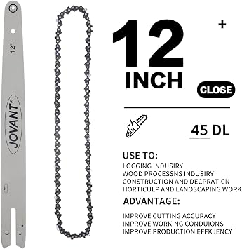 12 Inch Chainsaw with Replacement Chain Bar,12 Inch Replacement Chain for Portable Chainsaw, only include 2PCS 12'' Chains and 1PCS 12'' Chainsaw Bar