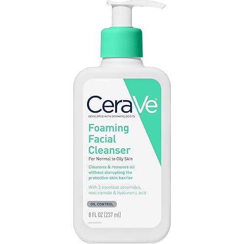 CeraVe Foaming Facial Cleanser, Daily Face Wash for Oily Skin, Hyaluronic Acid + Ceramides + Niacinamide, Fragrance Free & Paraben Free, Non-Drying Oil Control Face Wash, 8 Fluid Ounces