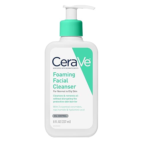CeraVe Foaming Facial Cleanser, Daily Face Wash for Oily Skin, Hyaluronic Acid + Ceramides + Niacinamide, Fragrance Free & Paraben Free, Non-Drying Oil Control Face Wash, 8 Fluid Ounces