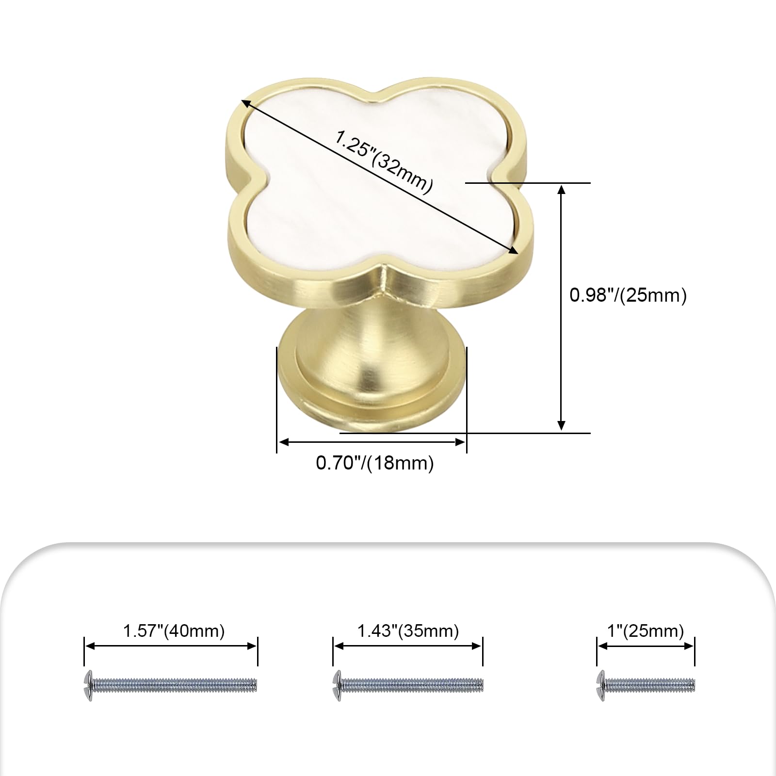 Elegant Gold & White Dresser Knobs - 6 Pack -3 Elegant Gold & White Dresser Knobs - 6 Pack -3