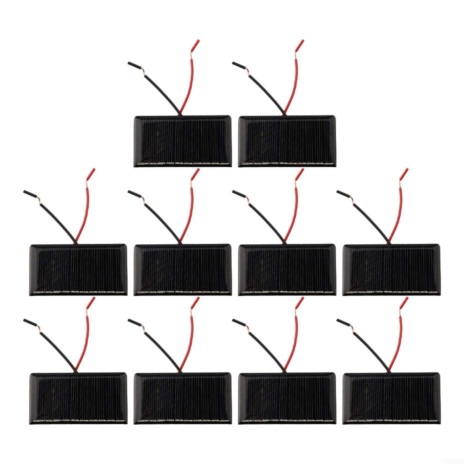 Cella solare portatile 5V 60MA per progetti di caricabatterie solare fai da te, accessori per pannelli solari fotovoltaici, 68 x 36 mm, nero (10 pezzi)