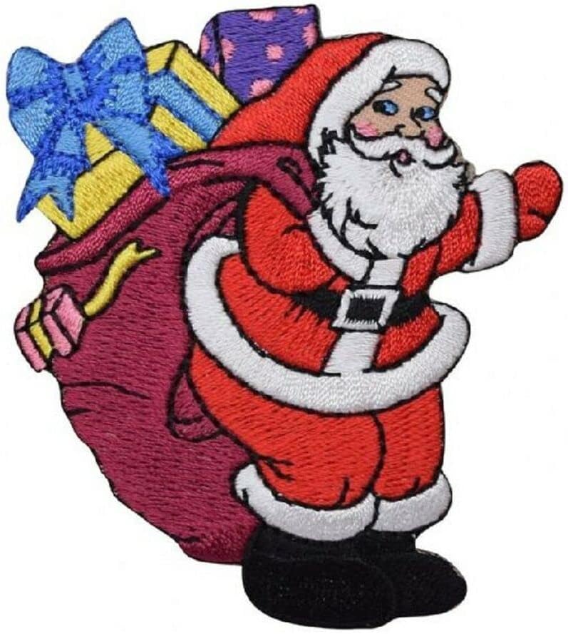 Applique Patch - Bag of Toys, Presents, Christmas Badge 3" (Iron On) Embroidered Iron on Patch Sew On for Clothing Applique for Jackets, Hats, Backpacks Repair Patches for Craft