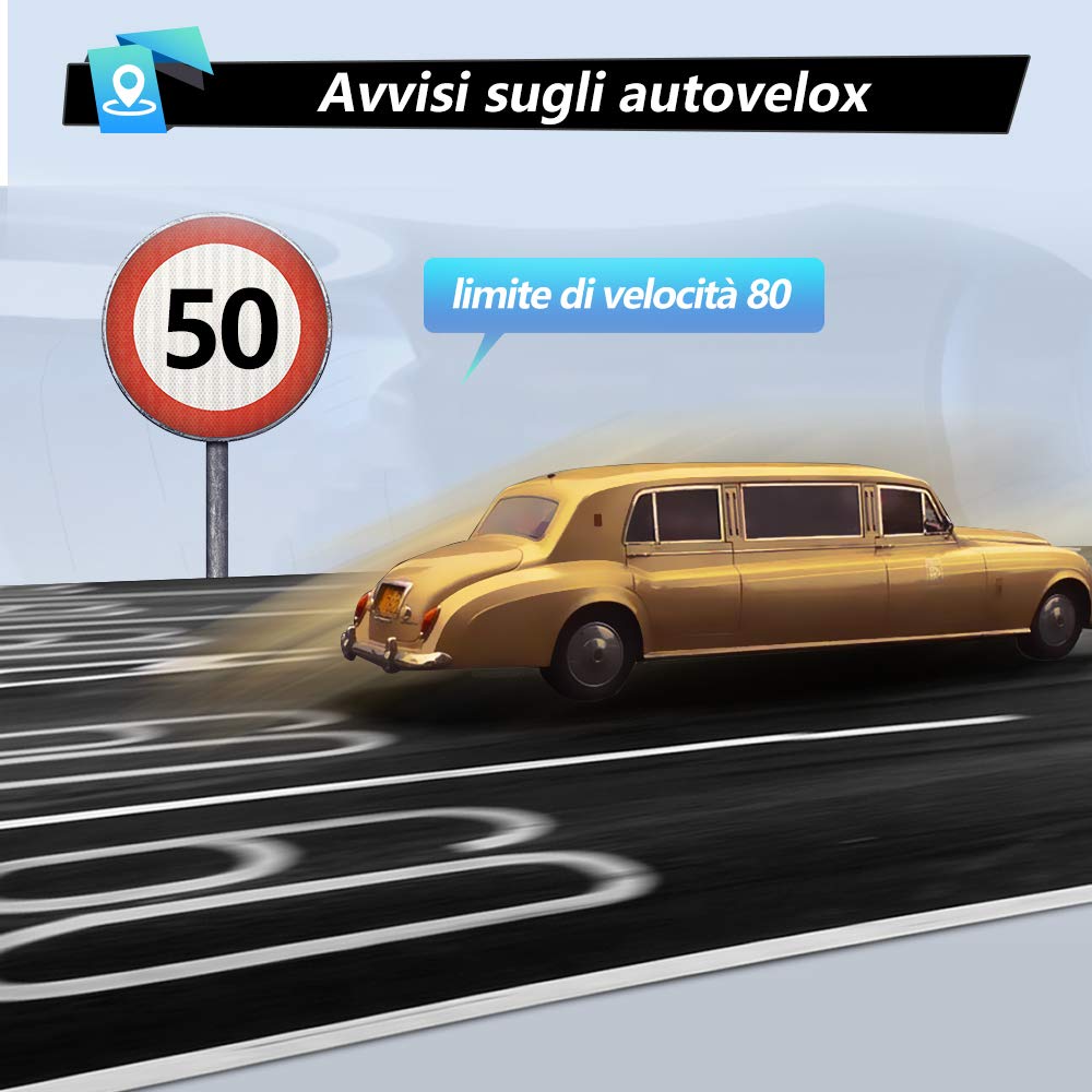 Bluetooth Navigatore Auto/Camion 7 Pollici GPS Navigatore Satellitare Auto Camper Autobus Taxi, Avviso Traffico Vocale, Limite di Velocità, Aggiornamenti gratuiti delle mappe a vita