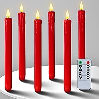 Vista 17 de Homemory 12 velas cónicas de plástico sin llama con control remoto temporizador regulador, candelabros LED marfil con luz de llama parpadeante