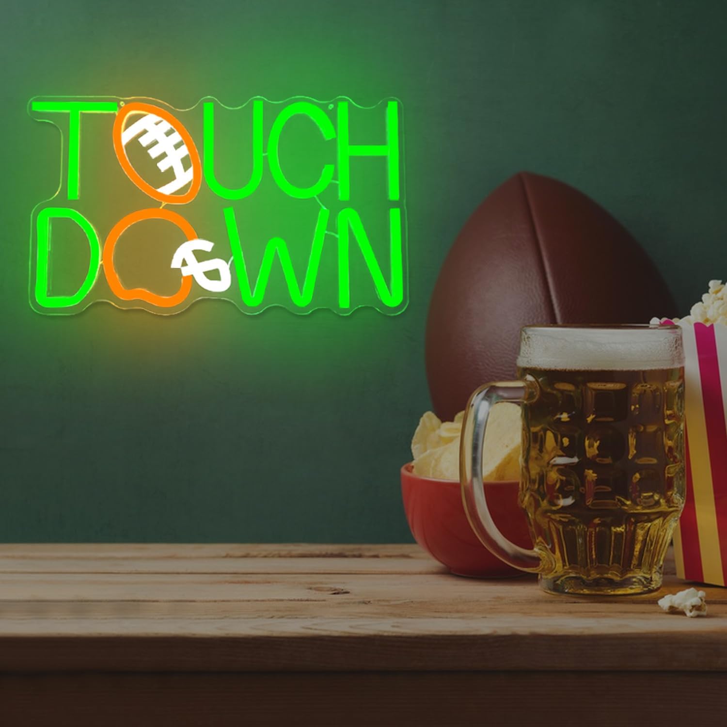 Touch Down Neon Sign Football Led Neon Sign for Wall Decor Football Helmet Neon Light Sign Rugby Light Up Sign for Man Cave Birthday Game Day Bedroom Tailgate Party Home Football Fans Gift - Image 6