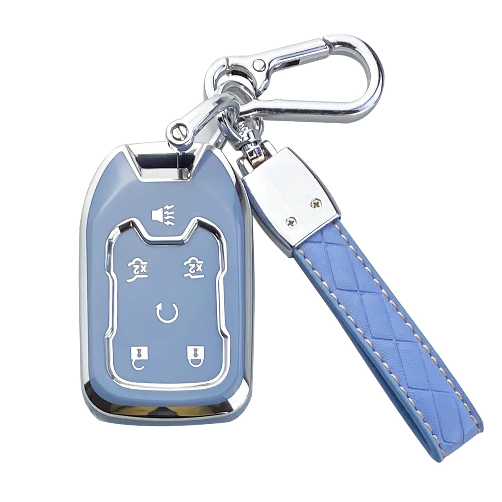 Yuebutor Key Fob Cover Case Compatible with Chevy Silverado Suburban Tahoe GMC Yukon/Yukon XL Terrain Acadia Shell Keychain Protector Accessories (