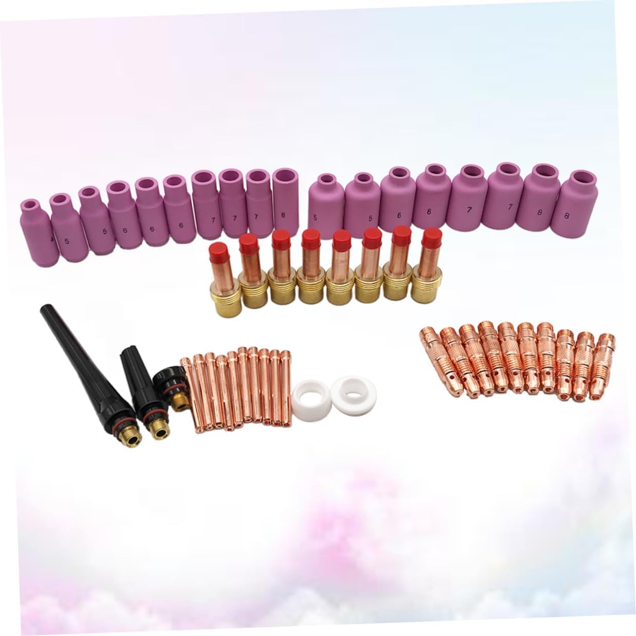 Uonlytech 51PCS Wp- Tig Welding Torch Kit Gas Lens with Collet Body Alumina Nozzle for Precise Torch Consumables Replacement and Low Burn-loss