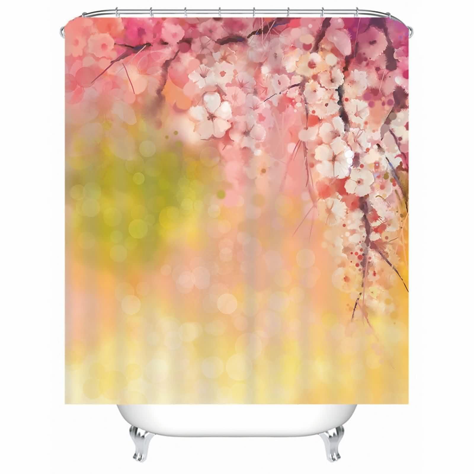 Rideau de douche anti-moisissure lavable et imperméable motif floral