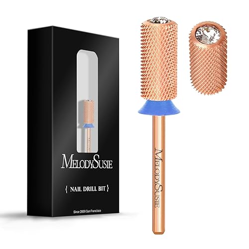 MelodySusie Brocas para uñas con parte superior de cristal, brocas de carburo de barril grande de 2,38 mm, adecuadas para manicura, pedicura,
