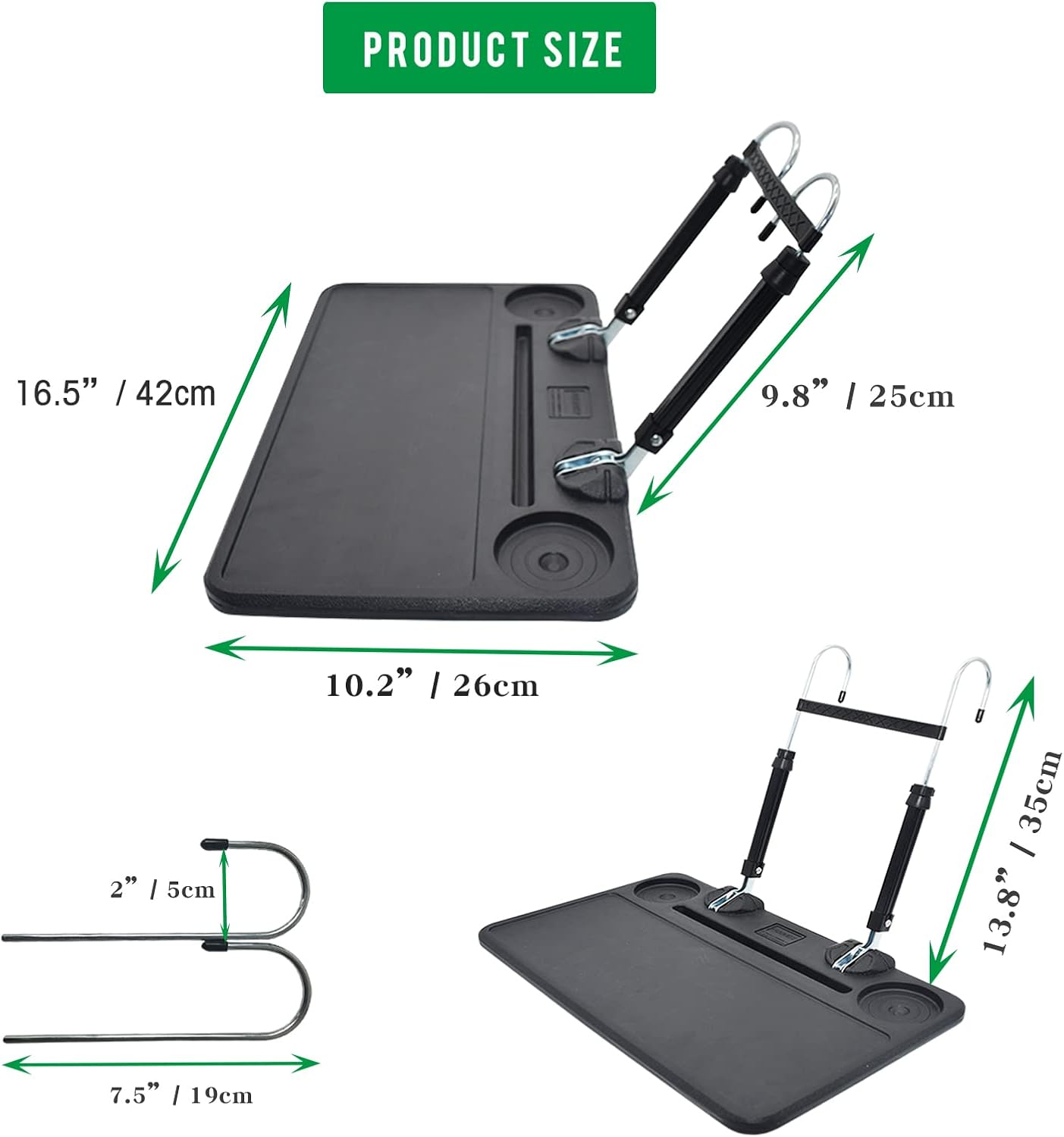 NBBNSY 2 in 1 Adjustable Large Auto Steering Wheel Desk/Back Seat Headrest Tray iPad and Mobile Phone Table, Eating/Laptop Tray. Suitable for Truck, Bus, Car (Black) : Automotive