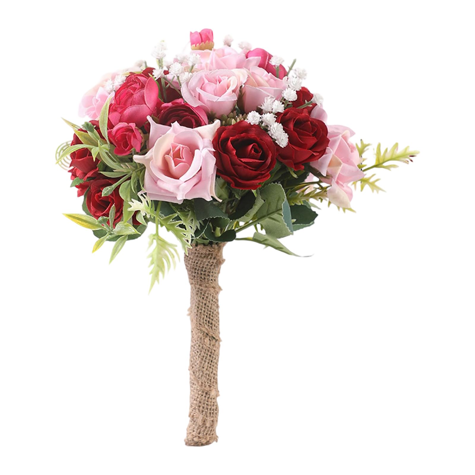 JSGHGDF Realistic White Green Artificial Rose Bridal Arrangement for Wedding Ceremony Maid Keepsakes Wedding Bouquet Silk Flowers