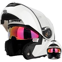 Modular Motorcycle Helmet, Matte Black/Gloss White, DOT & ECE Approved, Adult Men & Women, C, 4XL=65-66CM