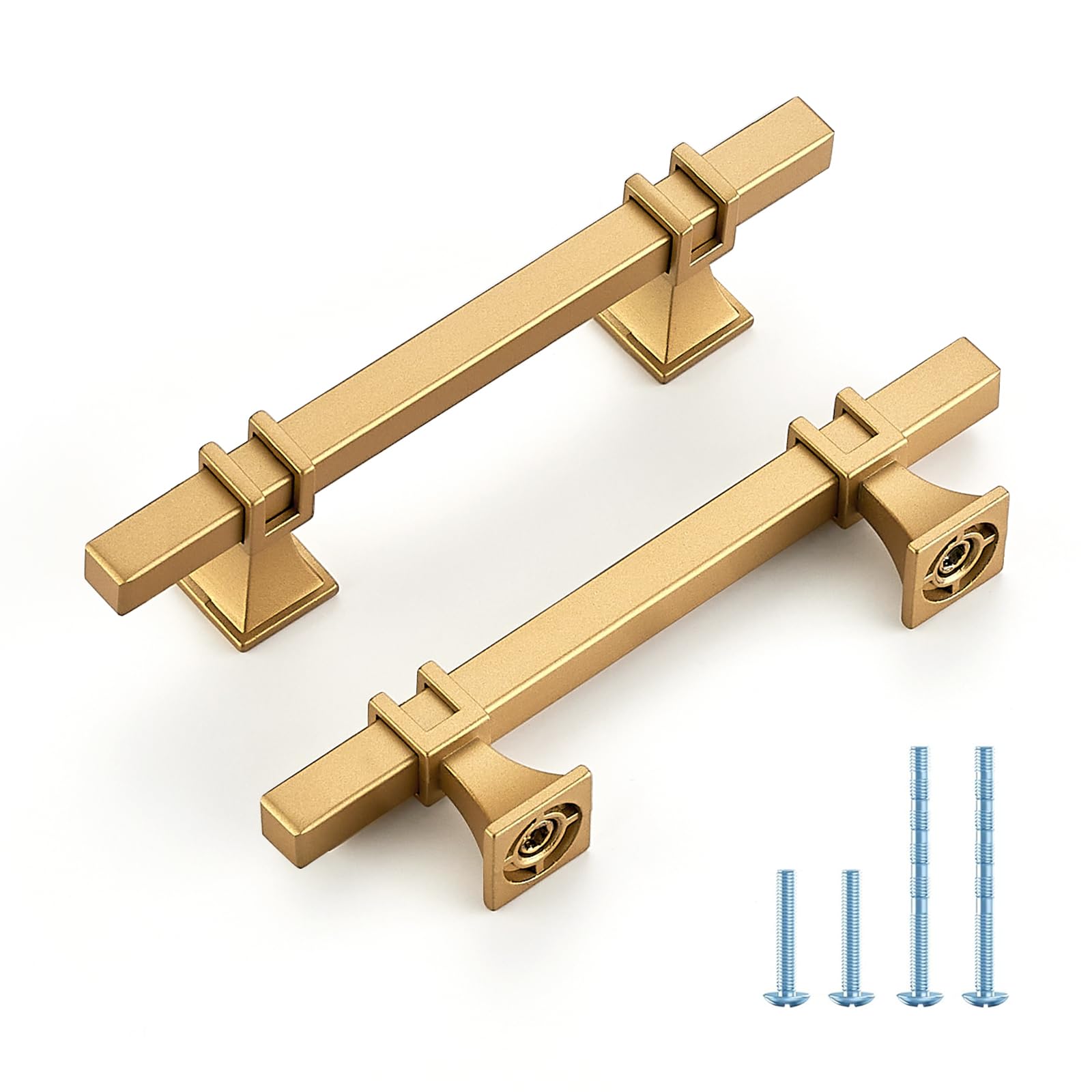 HOME EDIT 10 Pack 3-1/2 inch Gold Cabinet Handles Square Zinc-Alloy Pulls for Kitchen Dresser Closet and Bathroom Cabinets Hardware