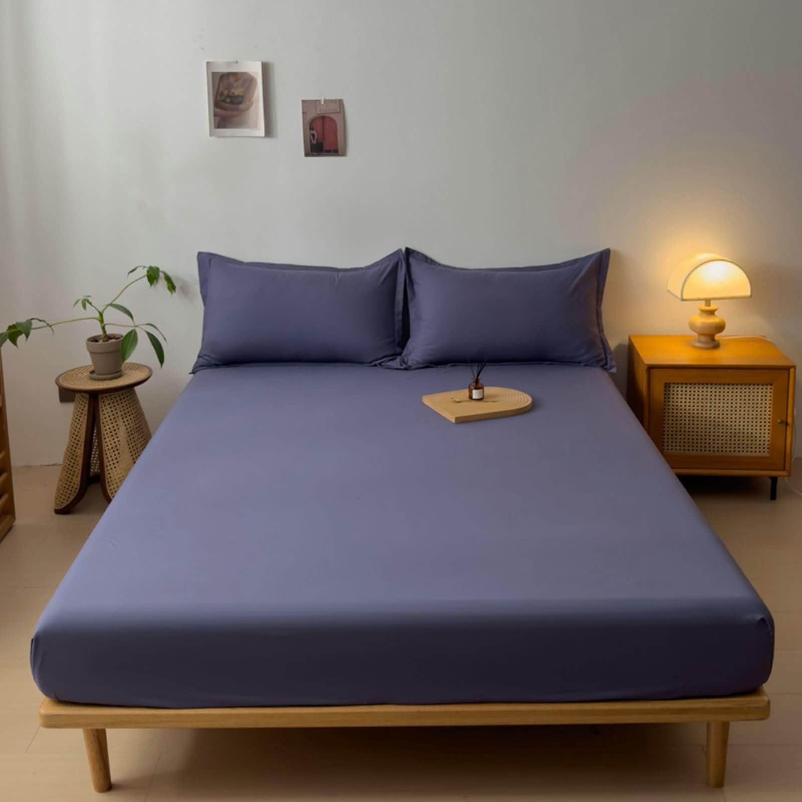 Homxi Fitted Sheet Full Size,(78 x 86 IN),Twin Size Mattress Fitted Sheet Solid Color Fitted Sheets Full Purple