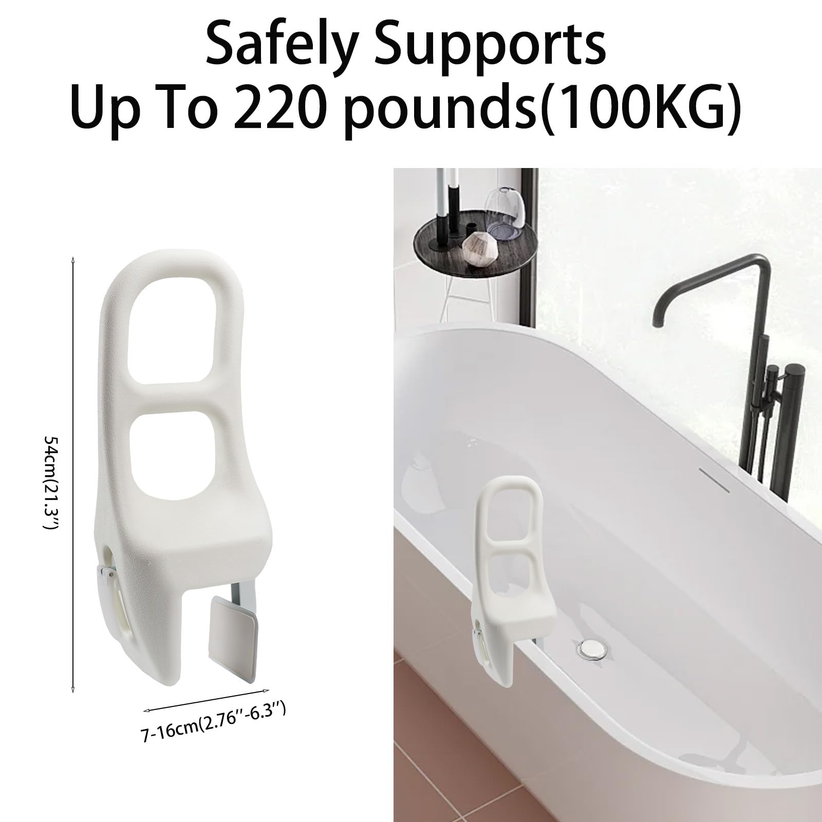 Maniglia Accesso Vasca Regolabile, Maniglione Vasca da Bagno Anziani, Maniglia di Sicurezza Antiscivolo per la Vasca, Per la Gravidanza Disabile e Gli, Fissaggio Portante Fino a 113 KG, 7-16 Cm