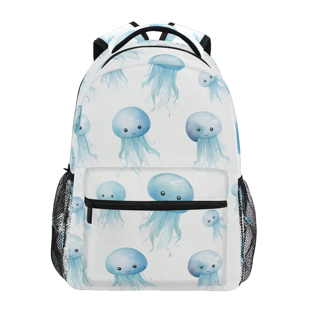 Sac à dos d'école avec méduses bleu océan avec grande capacité léger et durable pour étudiant, multicolore, S
