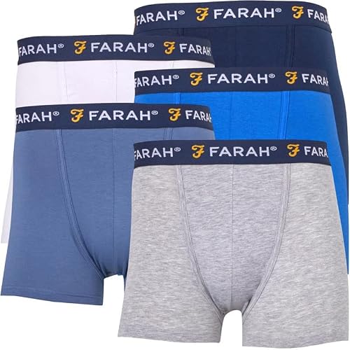 Farah Men's Augustus Designer 5 Pack Trunk Boxer Shorts (As8, Alpha, X_l, Regular, Regular, Xl)