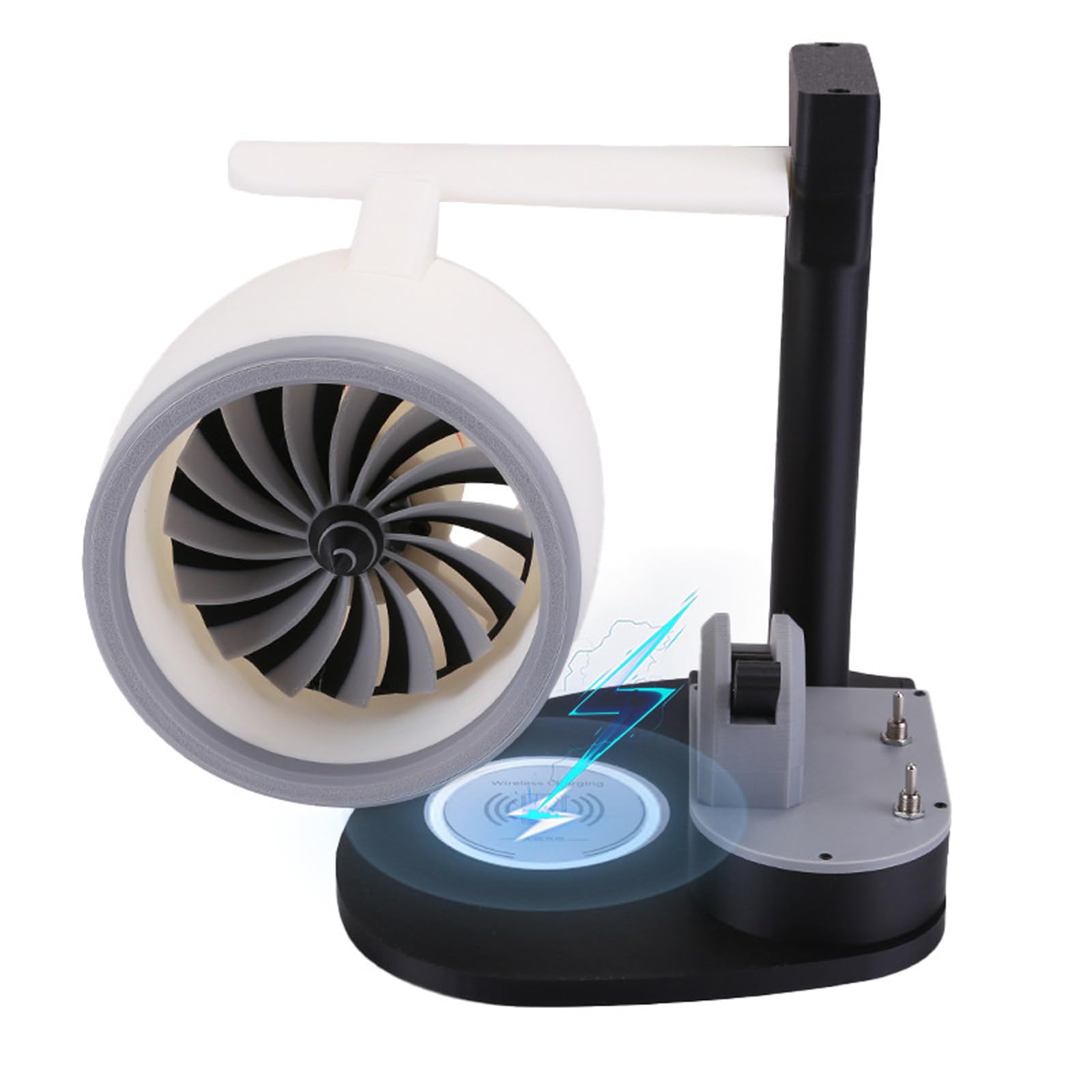 Ventilatore da tavolo di design aeronautico con alimentatore mobile integrato alimentato tramite USB ad alto vento a basso rumore per la casa e il ventilatore del dispositivo del telefono