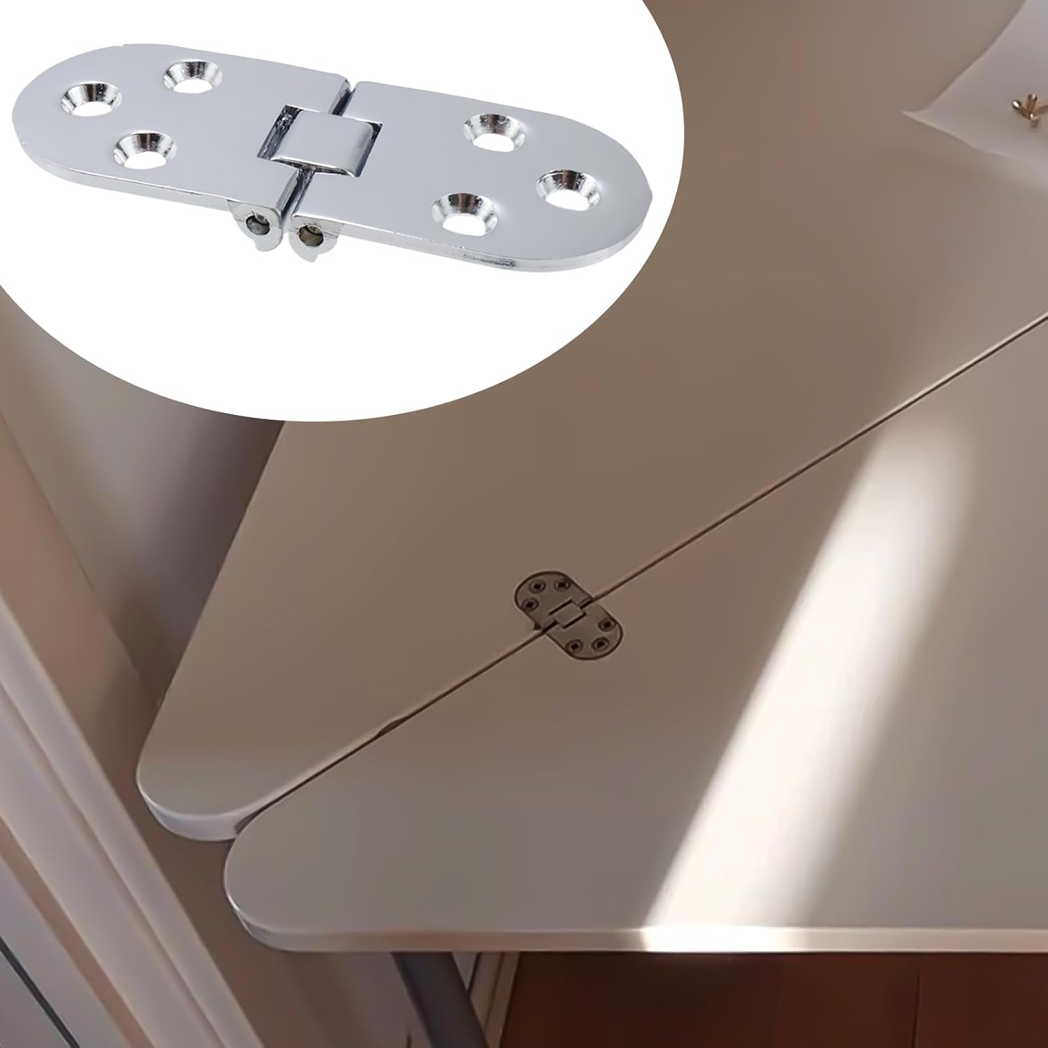 Antrader 4-Pack Silver Butler Tray Hinge 180 Degree Heavy Duty Flip Top Hinge for Folding Tables, 3.1"x1.1" with 24 Screws