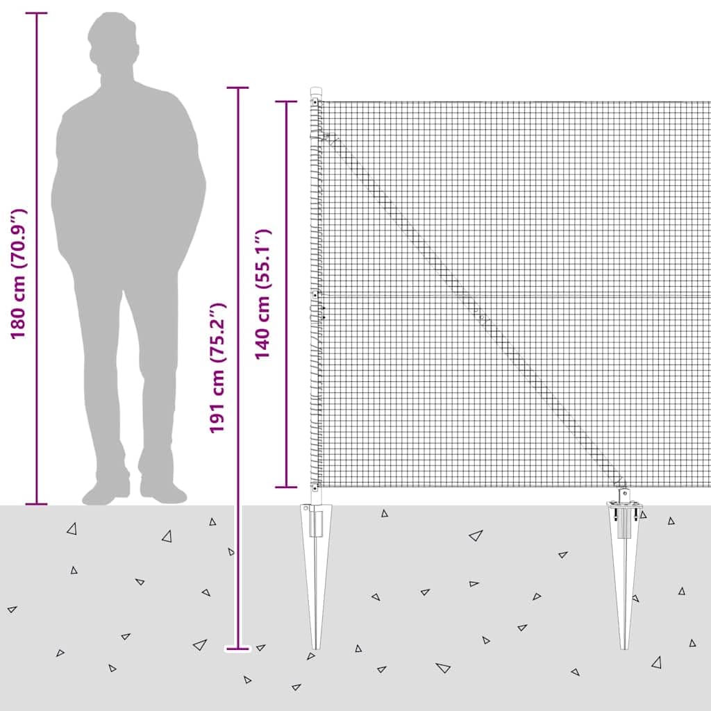 vidaXL Recinzione in rete saldata con punte 10 x 1,4 m Verde Rete