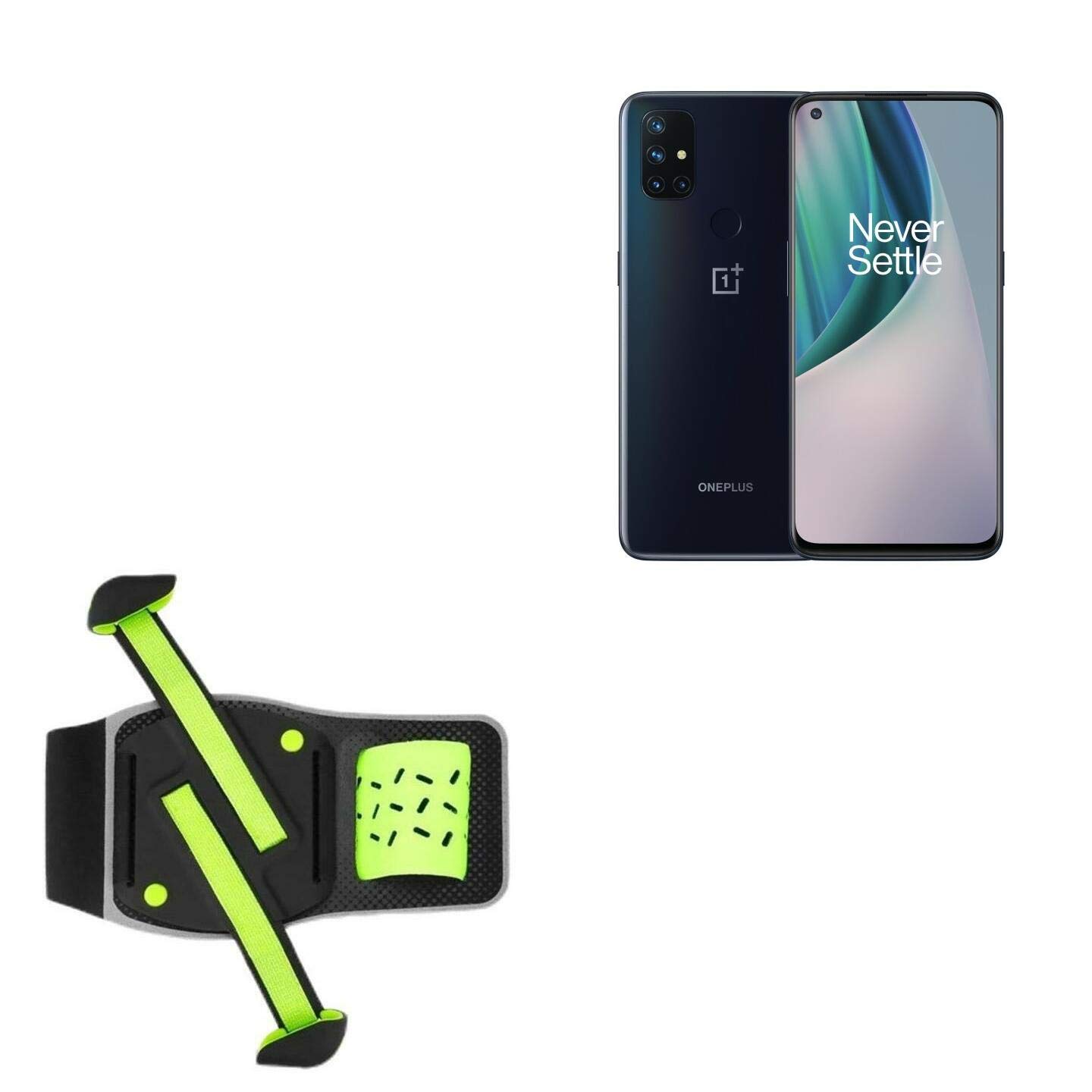 BoxWave Holster Compatible with OnePlus Nord N10 5G - FlexSport Armband, Adjustable Armband for Workout and Running - Stark Green