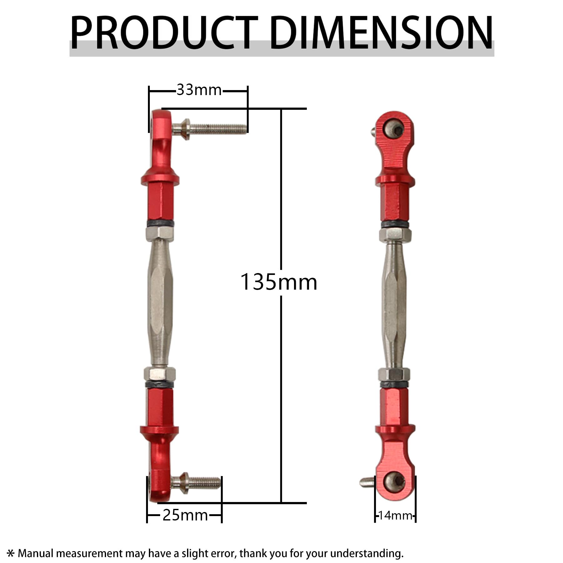 FLMLF Alloy Steering Turnbuckle Tie Rod Red for 1/5 RC HPI Baja RV KM 5B 5T 5SC RC Car Parts