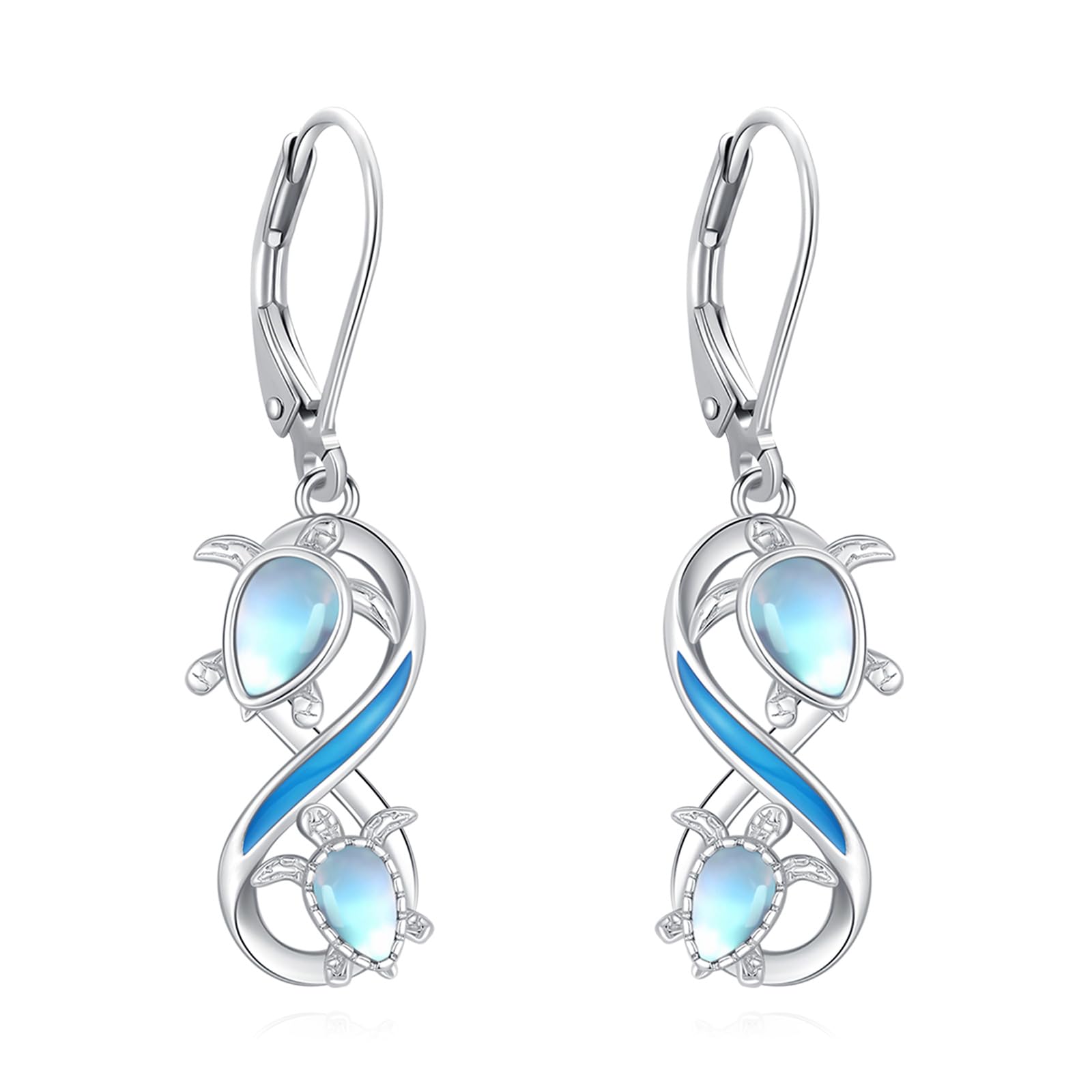 Dangle Earrings Sterling Silver Moonstone/Turquoise/CZ/Crystal Earrings for Women Tree of Life Animal Filigree Leverback Earrings Jewelry Gifts