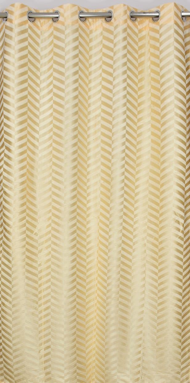 Vervique Heavy Soft Abstract Velvet Solid Emboss Texture Zig Zag Design Room Darkening Door Curtains 7 feet Long Set of 2 | Parde for Living Room and Bedroom | Eyelet Rings | Cream Curtain 1