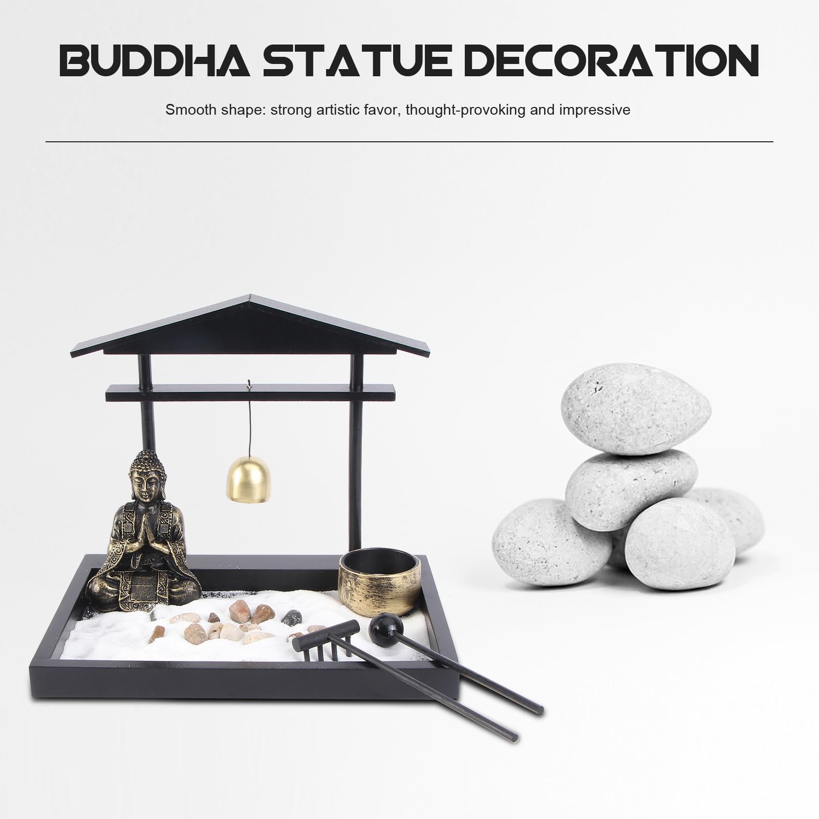 GLEAVI Figura de Buda para Mesa de Arena, Adorno de Resina Marrón