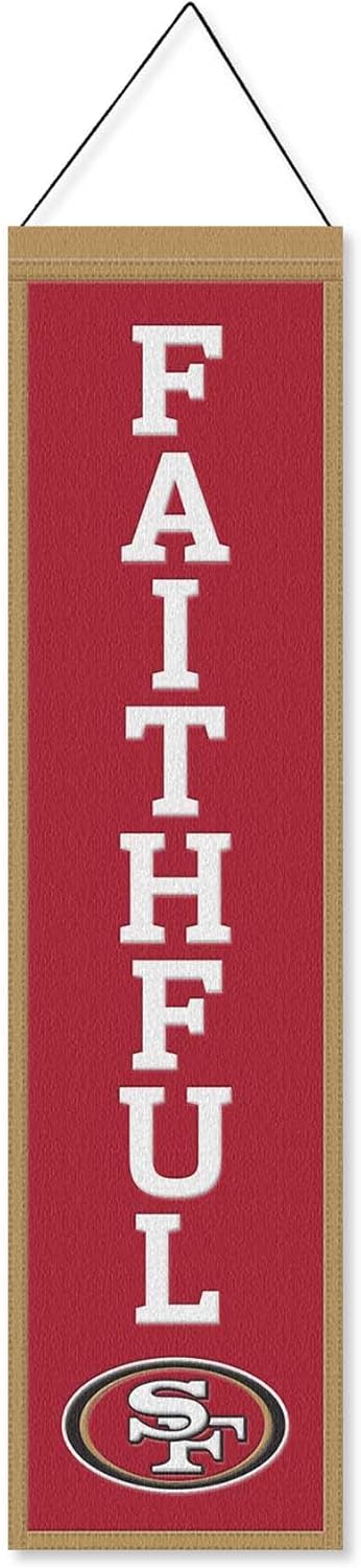WinCraft San Francisco 49ers Faithful 8x32 Inch Vertical Wool Embroidered Hanging Banner