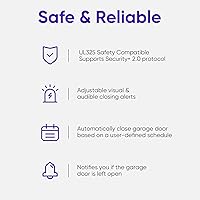 Vista 4 de OCCHI Abridor inteligente de puerta de garaje con cámara, control inteligente de garaje, compatible con Seguridad+ 2.0, detecta el estado