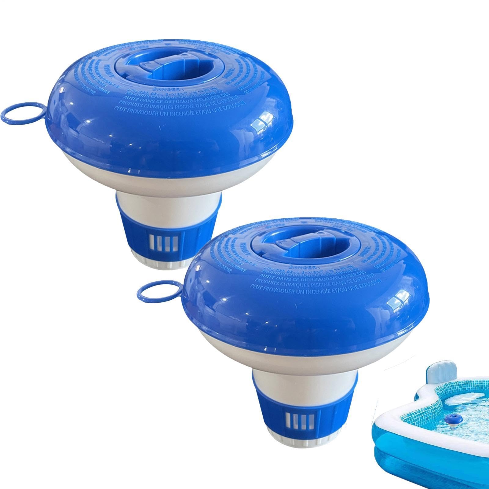 2PCS Floating Dispenser Chlorine Tablets, Multifunction Chlorine Tablet Holder, Pool Chlorines Dispenser, Clean Accessory with Adjustable Feature for Hot Tub Indoor Outdoor Pool Spa