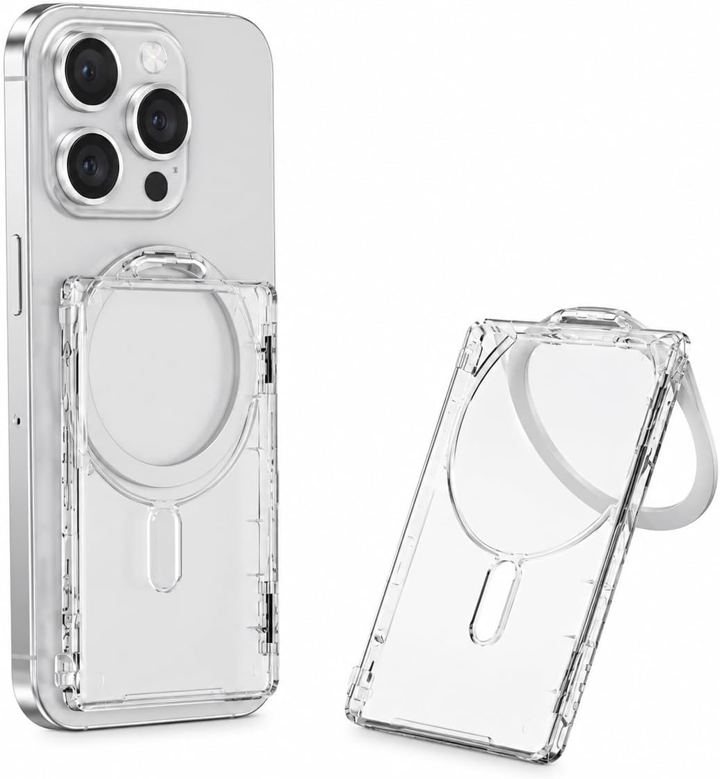Clear Phone Card Holder Wallet with Kickstand, Compatible with MagSafe