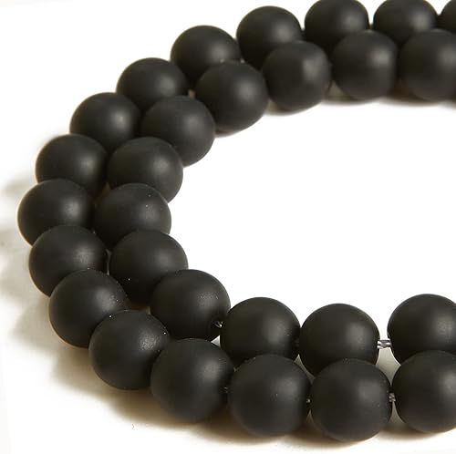 100 cuentas redondas sueltas de color negro mate de 0.236 pulgadas para manualidades y fabricación de joyas