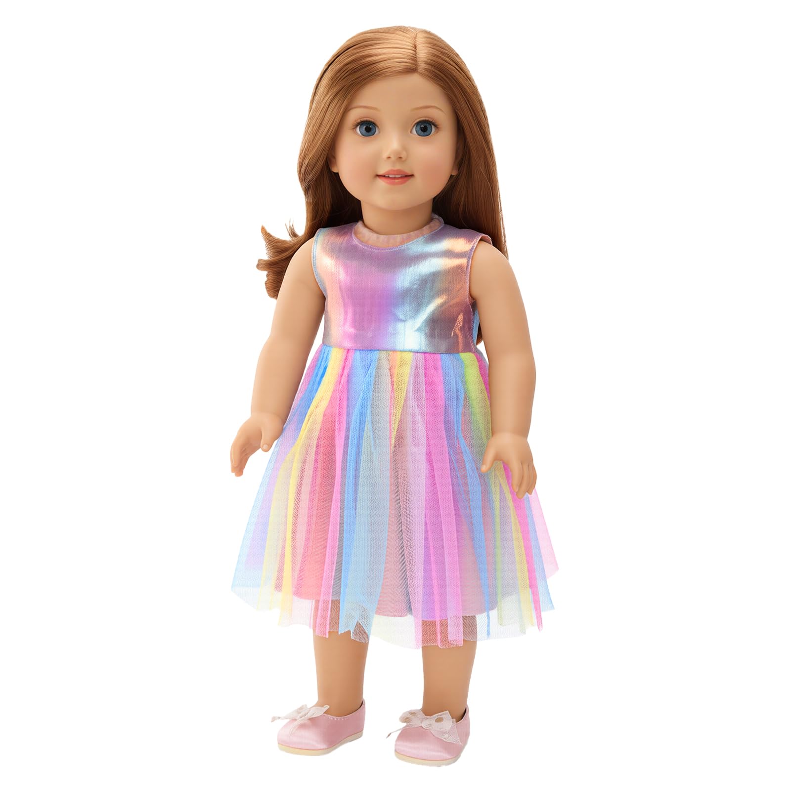 BARWA Doll Clothes and Accessories for 18 inch Dolls Mermaid Casual Tutu Dress, Outfits, Swimsuit, Underwear… (J: 2 pcs Rainbow Tutu Dresses)