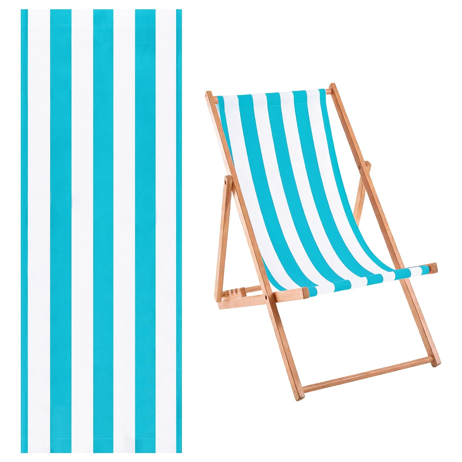 M METERXITY Beach Sling Chair Replacement Canvas 16x44.5in Striped Sky Blue โ image 1