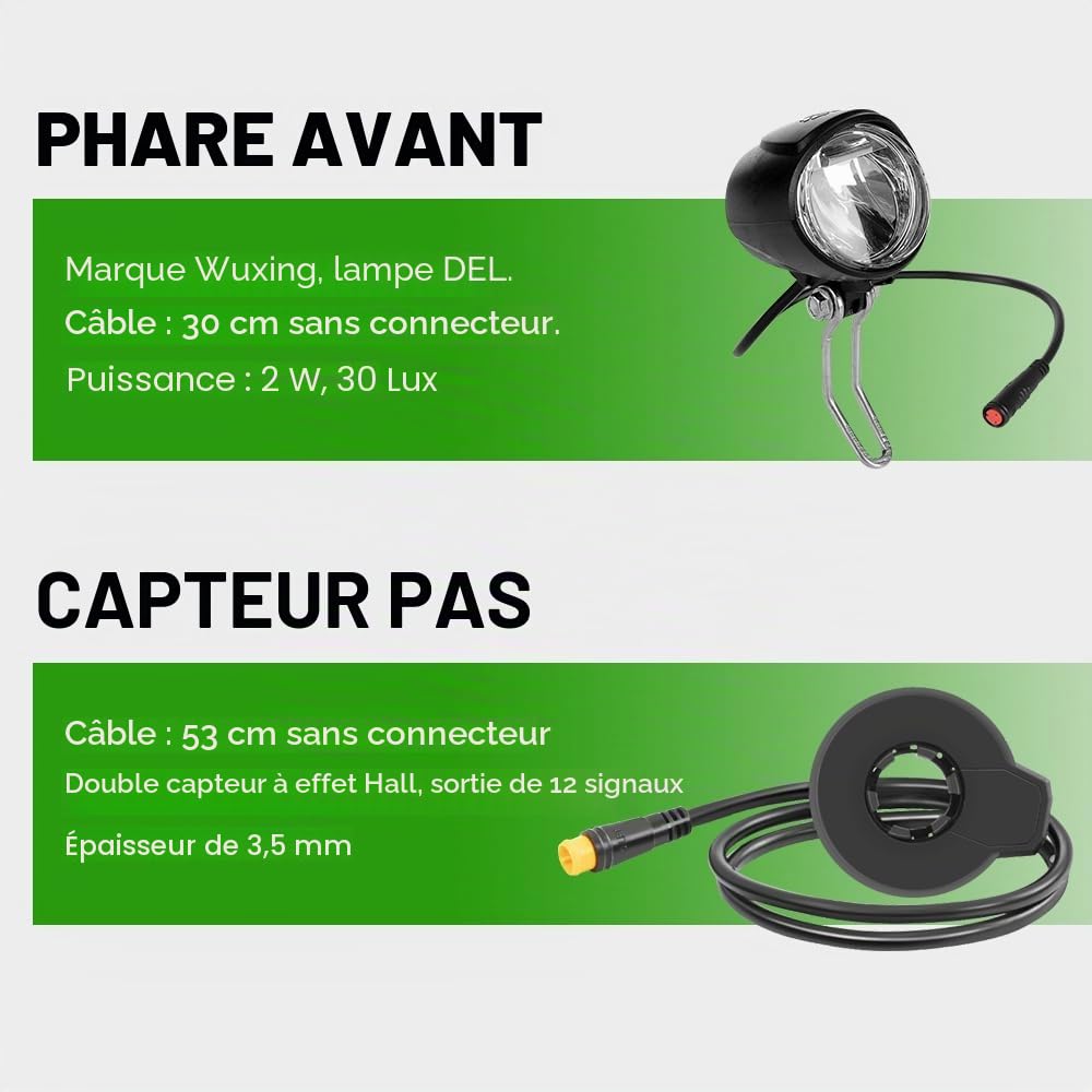 YOSE POWER Kit Ebike 36V250W Kit de Conversion de moyeu pour vélo électrique Avant 26 "avec Batterie Hailong 36V 18Ah Écran LCD Bricolage pour vélo électrique
