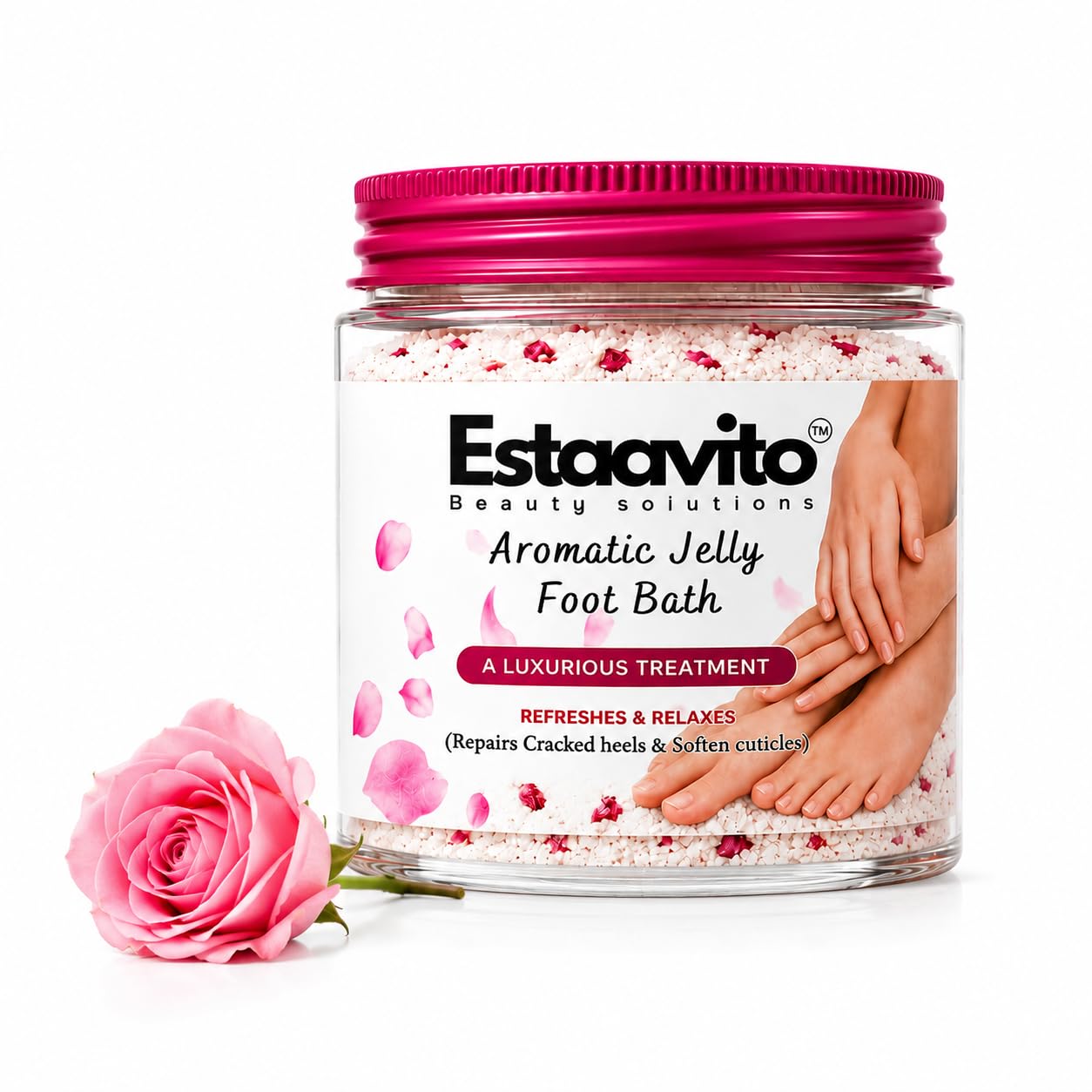 ESTAVITO Jelly soothing Foot Bath With Rose Petals 30gms (Pack of 3) |REPAIRS CRACKED HEELS AND SOFTENS CUTICLES|-image-16