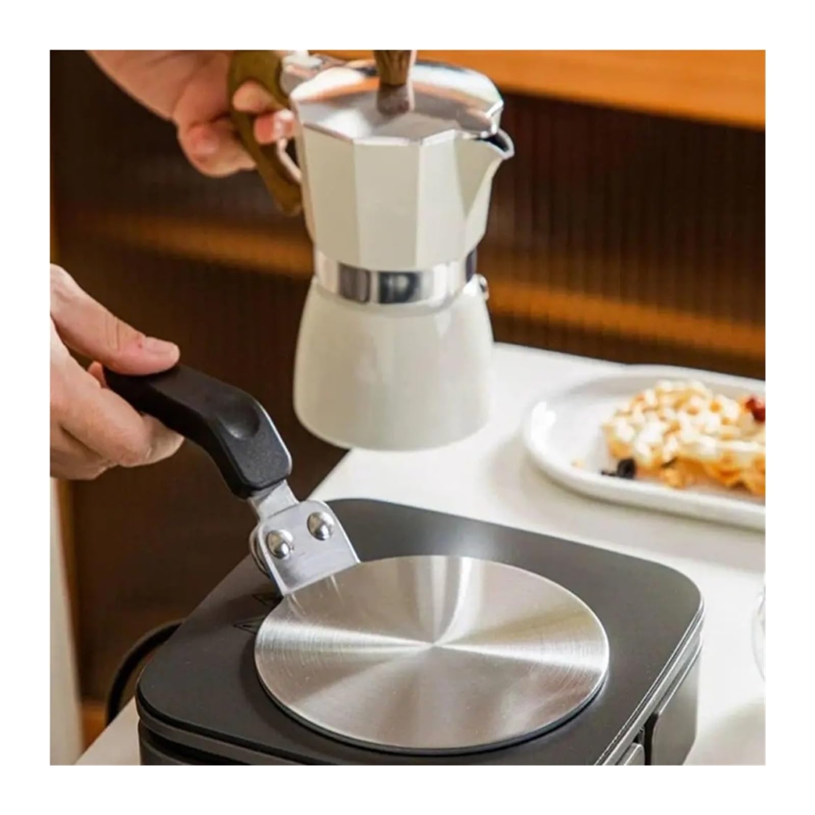 Almohadilla Difusora De Calor for Cocina, Placa De Acero Inoxidable Con Mango for Estufa De Gas, Cocina De Inducción, Almohadilla Difusora(2pcs)