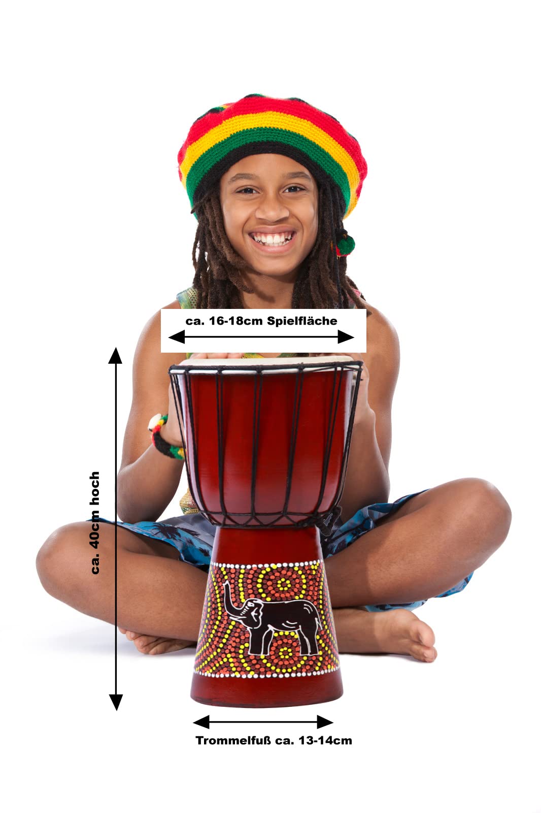 40cm Djembe Bongi Drum Tamburo Bongo Bonghetto Elefante
