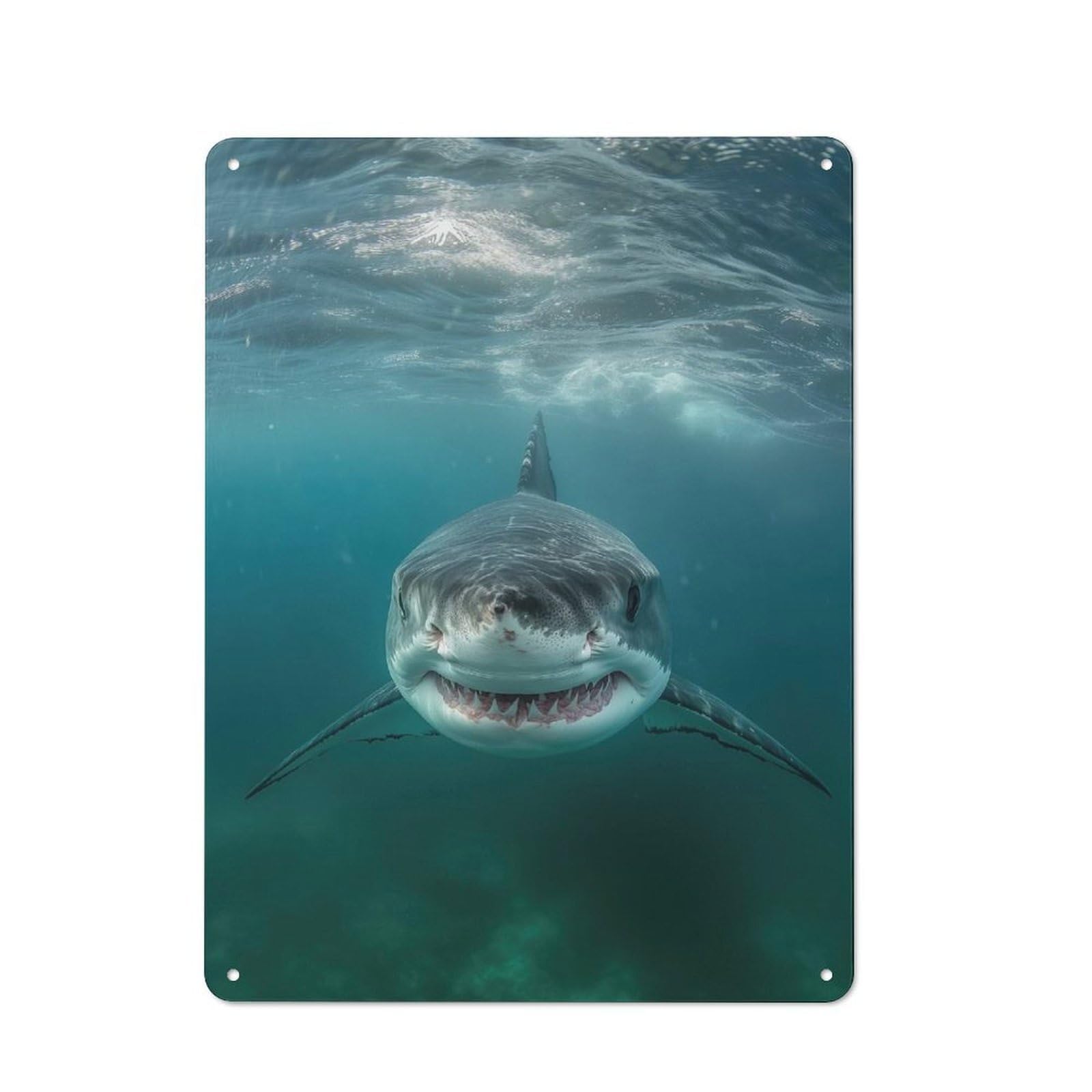 Junmoney Great White Shark Retro Metal Wall Sign 40X30cm For Café Or Home Bar, For Home Bar Enthusiasts, For Retro Home Interiors
