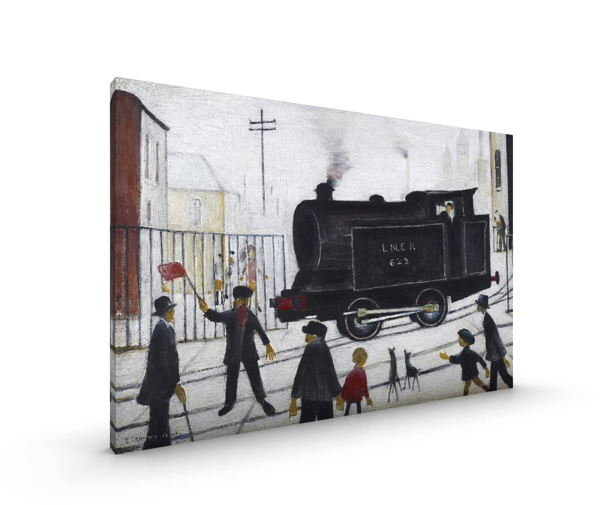 Level Crossing LS Lowry CANVAS Premium Stretched with Metal Hanger in Various Sizes (Level Crossing, CANVAS - size 22 x 16 Inch)