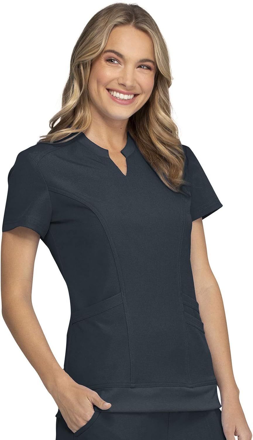 HeartSoul Break On Through Women Scrubs Top Split Neck HS765 - Image 5