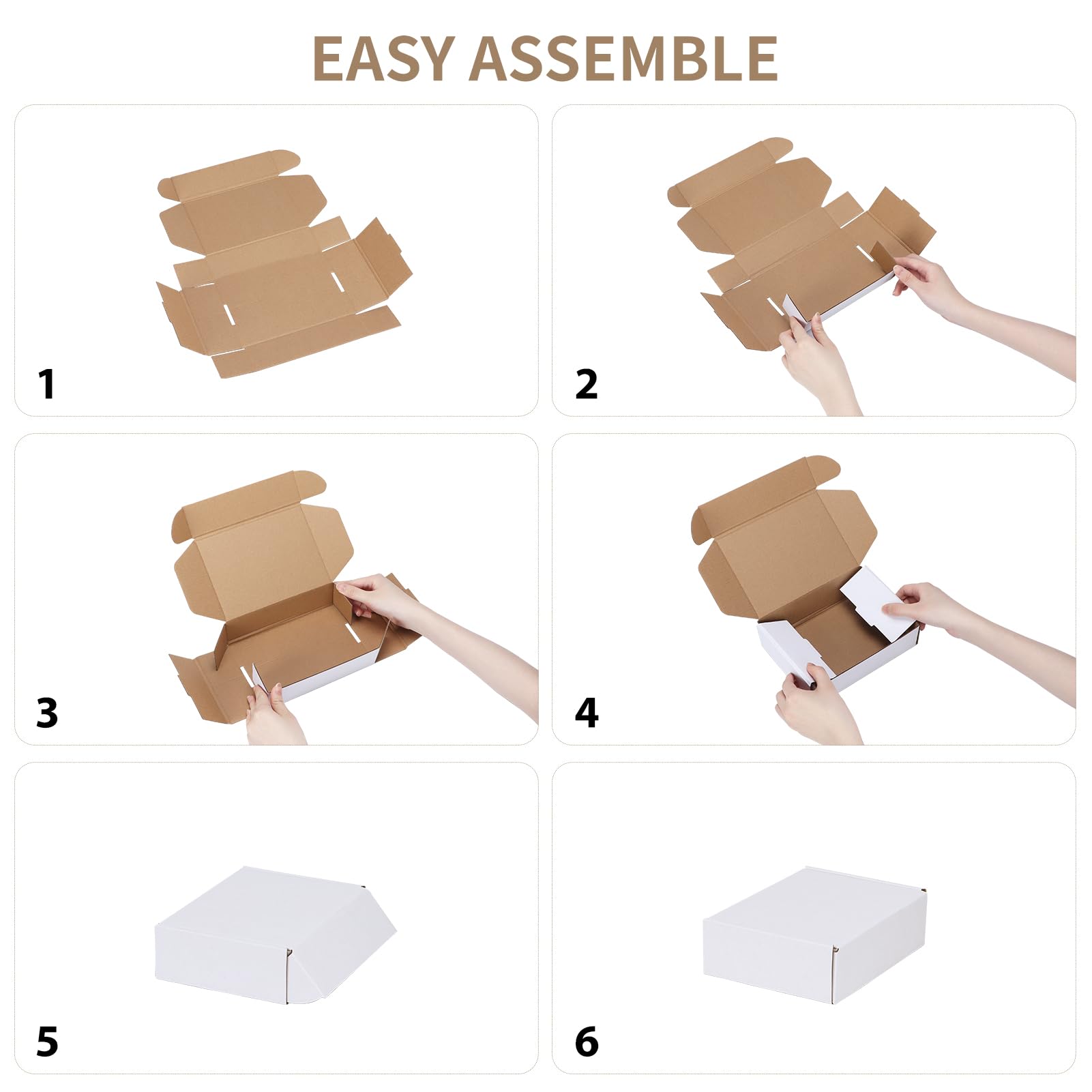 RLAVBL Juego de 25 cajas de envío de 12 x 10 x 2 pulgadas, caja de cartón corrugado blanco para embalaje, correo, negocios