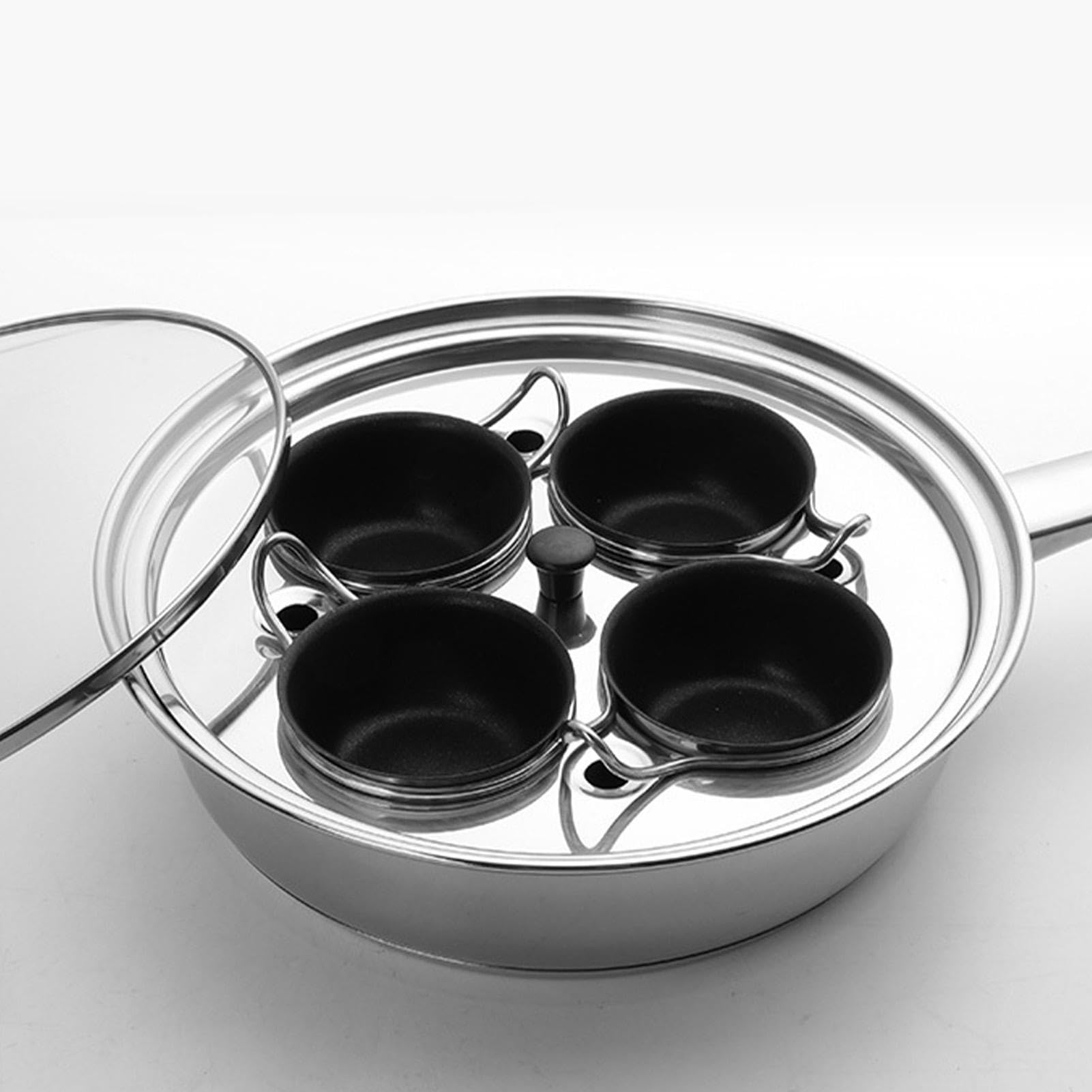 Cacerola para huevos escalfados,Olla para huevos cocidos | Sartén para carne con caldera de huevos - Sartén 2 en 1, olla para huevos escalfados para desayuno, brunch, almuerzo y cena